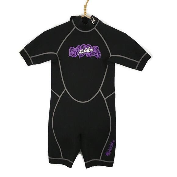 Kidder Junior Wetsuit Black with Purple Heart Logo - Picture 1 of 7